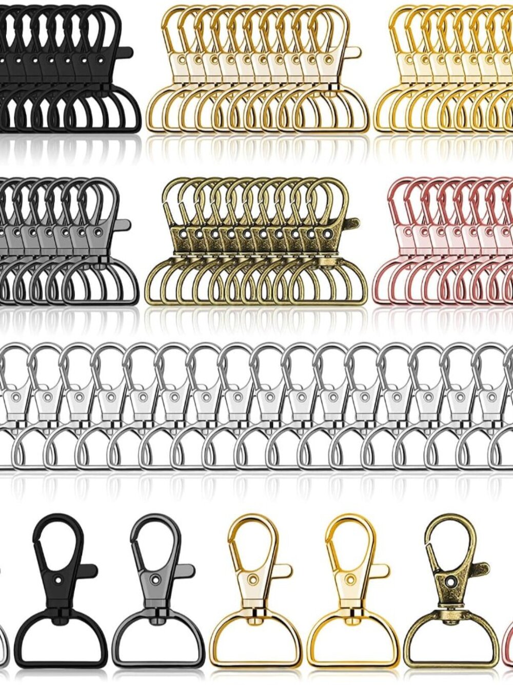 Swivel Clasp Hooks, 80Pcs Key Chain Clip Hooks, D Ring Clip Lanyard Hardware for
